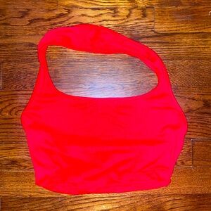 bright red cropped halter top